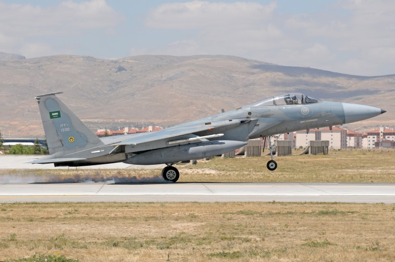 Photo 40.jpg - The Saudi F-15 during landing with smoke development, generated at the moment of touching down by the tires